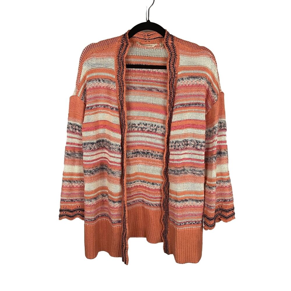 Soft Surroundings Size XS Artist Cardigan Open Knit Sweater Artsy Boho Colorful